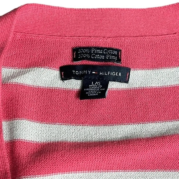 Tommy  Hilfiger long striped button front cardigan,women Large.100% Pima cotton - Picture 13 of 16